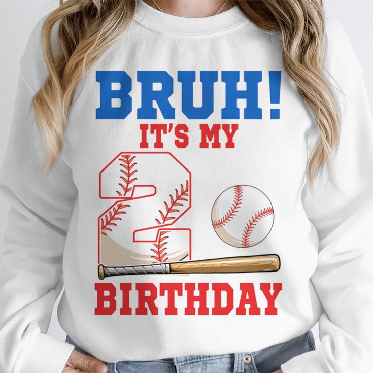 Bruh It's My 2nd Birthday Boy Baseball Themed Party Unisex Sweatshirt Bruh It's My 2nd Birthday Boy Baseball Themed Party Unisex Sweatshirt