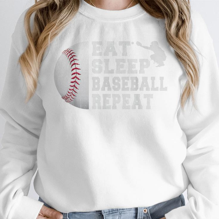 Eat Sleep Baseball Repeat Catcher Boys Youth Men Unisex Sweatshirt