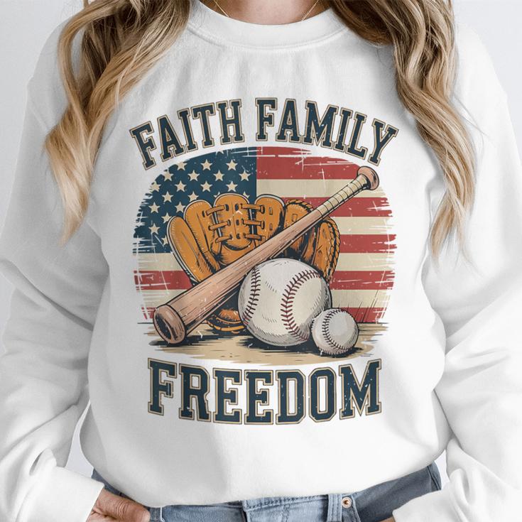 Faith Family Freedom Patriotic Christian Baseball Game Day Unisex Sweatshirt Faith Family Freedom Patriotic Christian Baseball Game Day Unisex Sweatshirt
