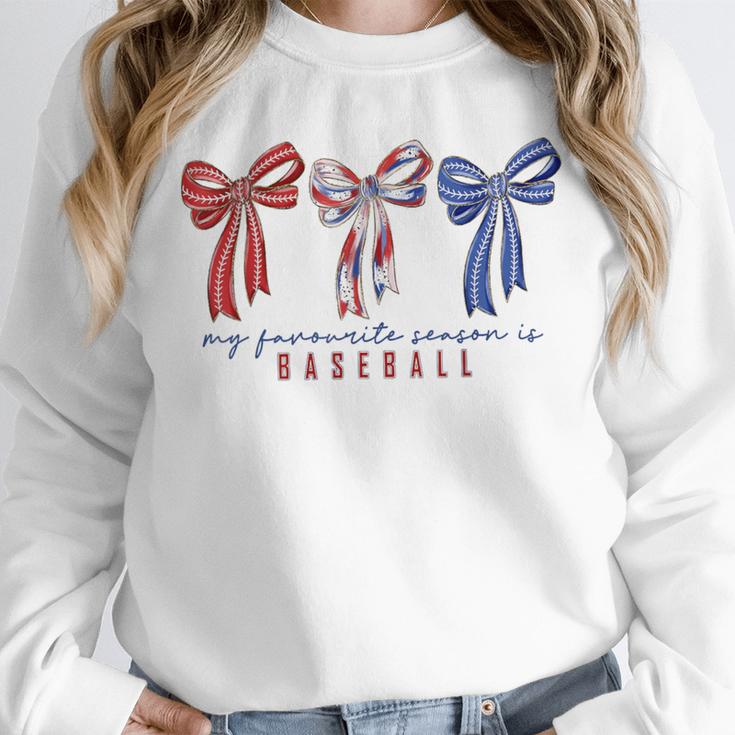 My Favorite Season Is Baseball Coquette Bow Game Day Mom Sis Unisex Sweatshirt My Favorite Season Is Baseball Coquette Bow Game Day Mom Sis Unisex Sweatshirt