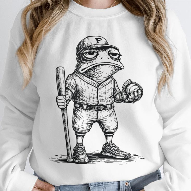 Frog Basketbal Men Women Grumpy Frog Playing Baseball Unisex Sweatshirt Frog Basketbal Men Women Grumpy Frog Playing Baseball Unisex Sweatshirt