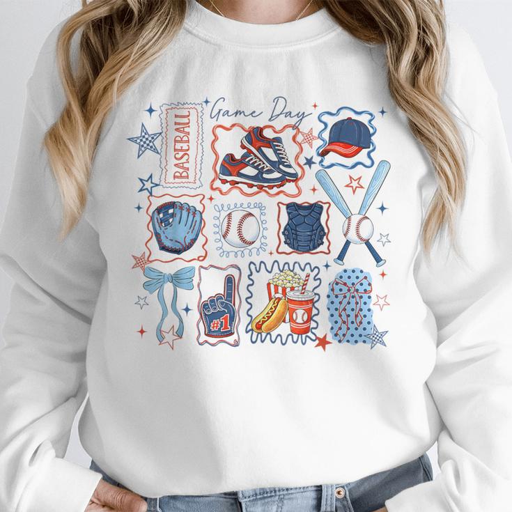 Game Day Baseball Lover Coquette Bow Girl Women Kid Mom Mama Unisex Sweatshirt