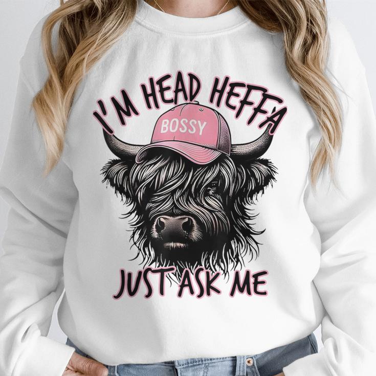 I'm Head Heffa Just Ask Me Bossy Highland Cow Baseball Cap Unisex Sweatshirt I'm Head Heffa Just Ask Me Bossy Highland Cow Baseball Cap Unisex Sweatshirt