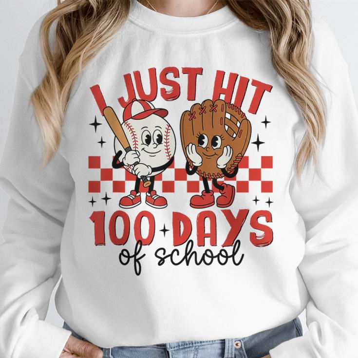 I Just Hit 100 Days Of School Baseball 100th Day Teacher Kid Unisex Sweatshirt