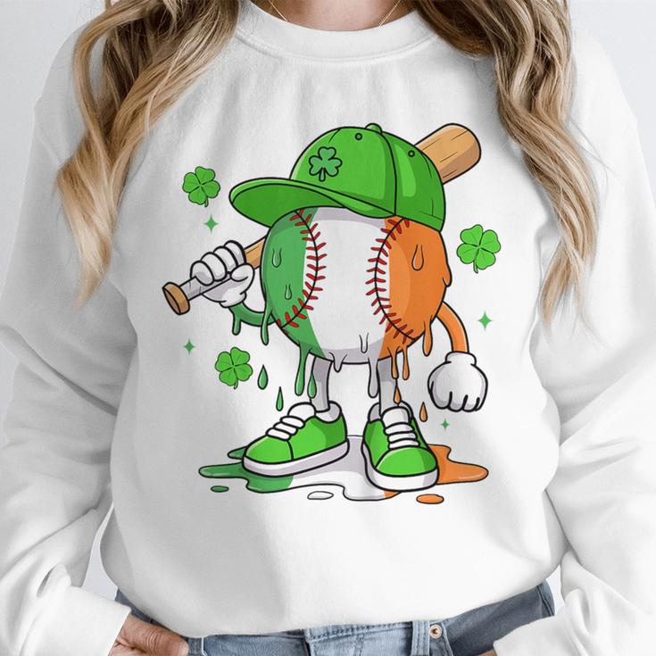 Kids Boys St Patricks Day Irish Flag Kids Baseball Ice Cream Drip Unisex Sweatshirt