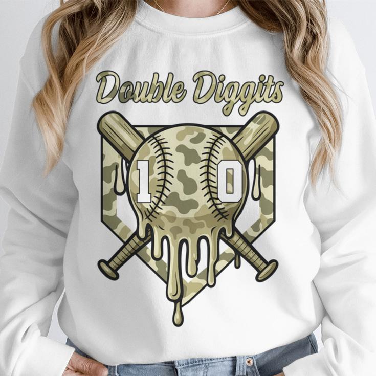 Old School Camo Baseball Drip Double Digits 10th Birthday Unisex Sweatshirt