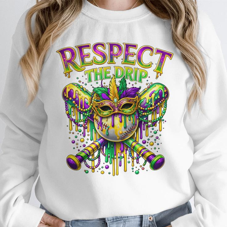 Respect The Drip Mardi Gras Baseball Ice Cream Boys Carnival Unisex Sweatshirt