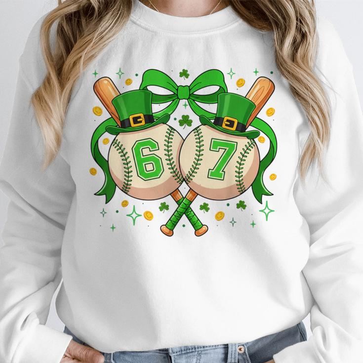 Six Seven 67 Meme Baseball Coquette Bow St Patrick's Day Unisex Sweatshirt Six Seven 67 Meme Baseball Coquette Bow St Patrick's Day Unisex Sweatshirt