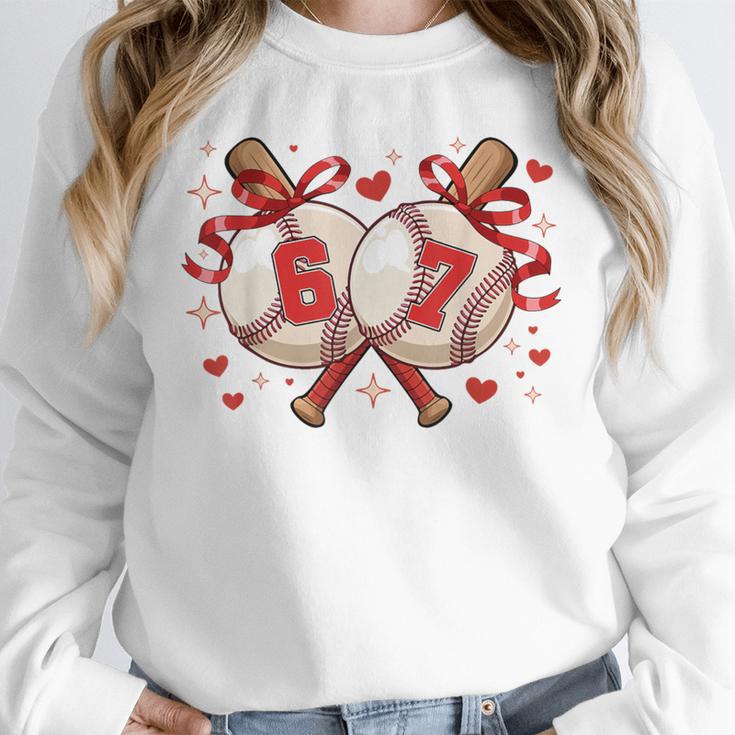 Six Seven 67 Meme Baseball Coquette Bow Valentine Unisex Sweatshirt Six Seven 67 Meme Baseball Coquette Bow Valentine Unisex Sweatshirt