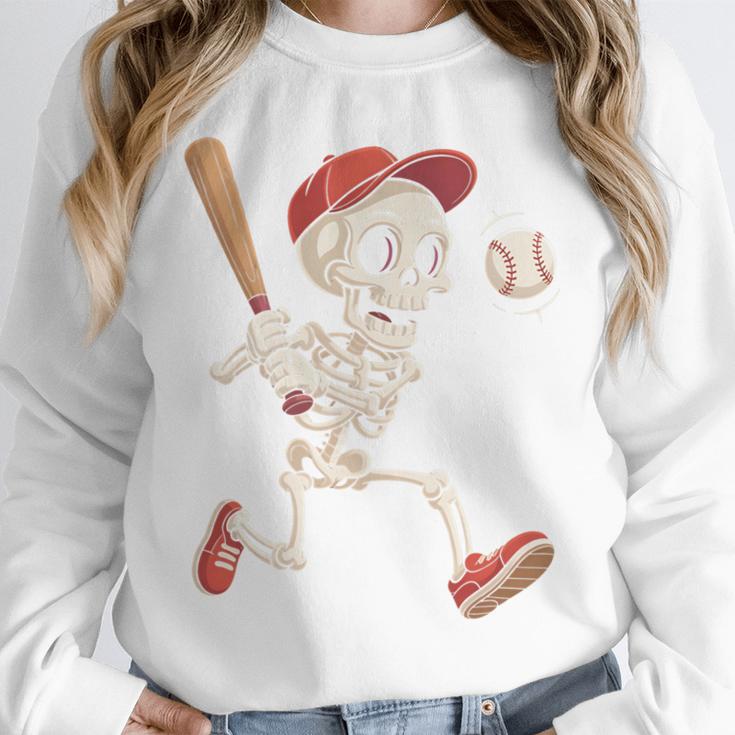 Skeleton Batting Baseball Halloween Boys Men Kids Unisex Sweatshirt