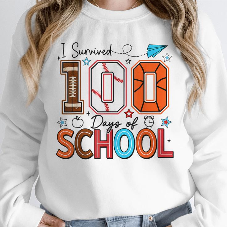 I Survived 100 Days Baseball Football Basketball School Kids Unisex Sweatshirt