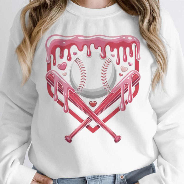 Valentines Baseball Boys Ice Cream Drip Heart Youth Kids Unisex Sweatshirt