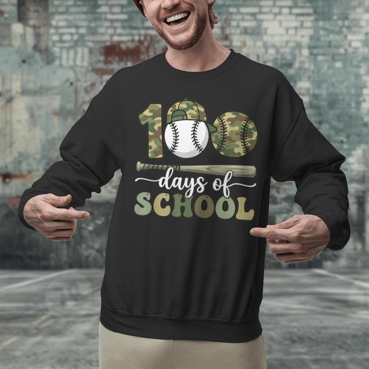 100 Days Of School Baseball Camo Art For Boys Kids Students Unisex Sweatshirt