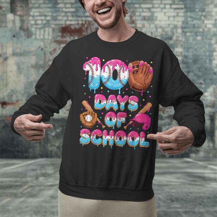 100 Days Of School Baseball Donut Dripping Teacher Boys Kids Unisex Sweatshirt