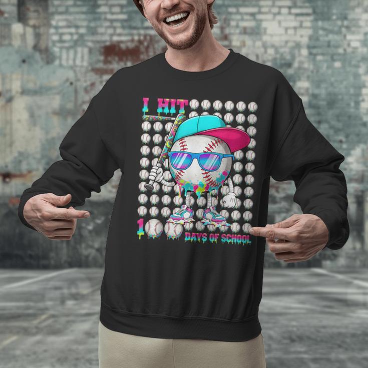 100 Days Of School Baseball Drip Ice Cream Boys Kids Unisex Sweatshirt