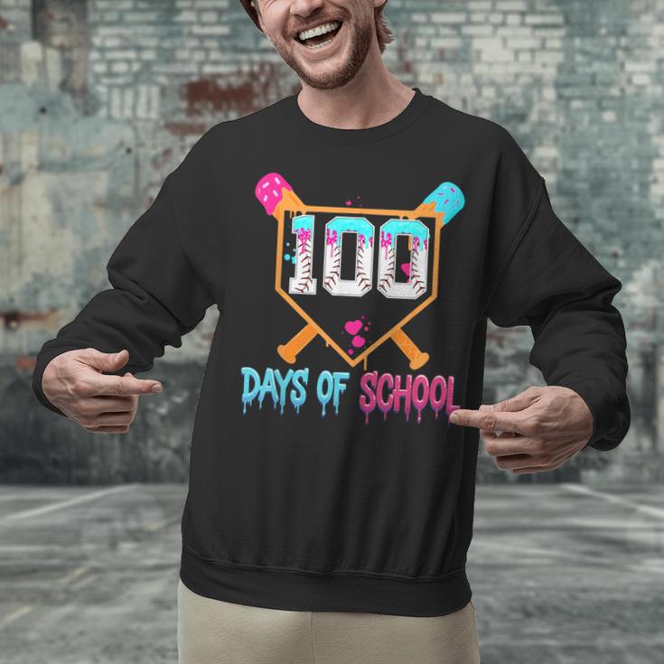 100 Days Of School Baseball Ice Cream Drip 100th Day School Unisex Sweatshirt 100 Days Of School Baseball Ice Cream Drip 100th Day School Unisex Sweatshirt