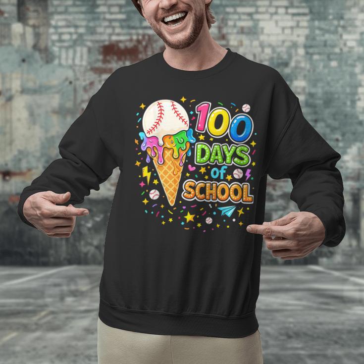100 Days Of School Baseball Ice Cream Drip Boys Kids Player Unisex Sweatshirt