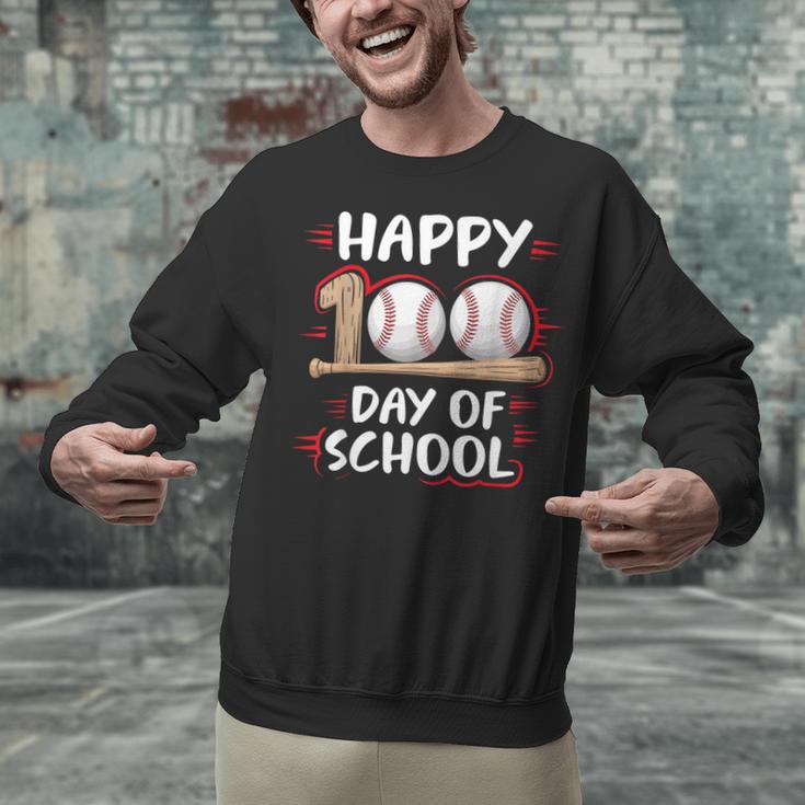 100 Days Of School Baseball Theme Kids Teens Boys 100th Day Unisex Sweatshirt