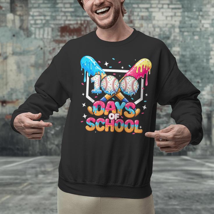 100 Days Of School Ice Cream Baseball Player For Kids Boys Unisex Sweatshirt