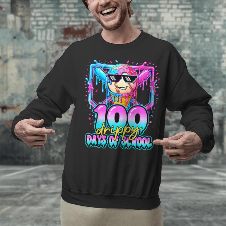 100 Drippy Days Of School Baseball Ice Cream 100th Day Boys Unisex Sweatshirt 100 Drippy Days Of School Baseball Ice Cream 100th Day Boys Unisex Sweatshirt