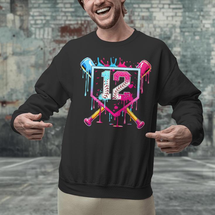 12th Birthday Boys Baseball Ice Cream Drip Boys Baseball Unisex Sweatshirt