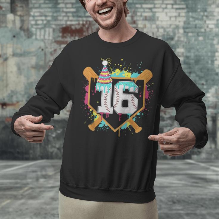 16th Birthday Baseball Drip Number 16 Year Old Birthday Boy Unisex Sweatshirt
