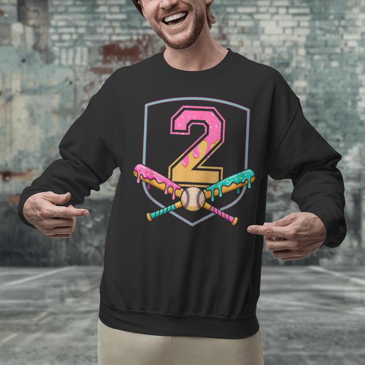 2nd Birthday Baseball Bat Ice-Cream Drip 2yrs Old Boys Kids Unisex Sweatshirt 2nd Birthday Baseball Bat Ice-Cream Drip 2yrs Old Boys Kids Unisex Sweatshirt
