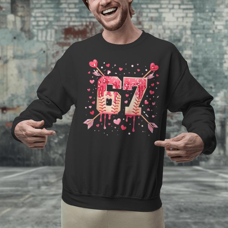 6 7 Melting Number Arrow Baseball Drip Valentine's Day Unisex Sweatshirt