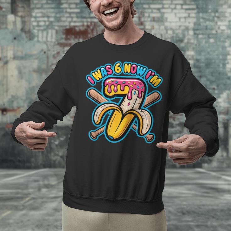 I Was 6 Now I’m 7 Banana Drip Birthday Baseball Unisex Sweatshirt I Was 6 Now I’m 7 Banana Drip Birthday Baseball Unisex Sweatshirt