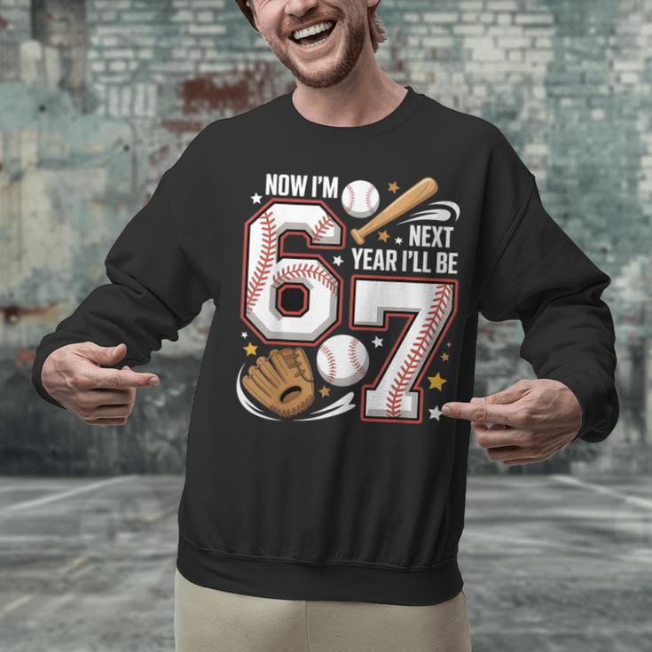 6 Year Old Birthday 67 Trend Baseball Now I’m 6 Next Year 7 Unisex Sweatshirt