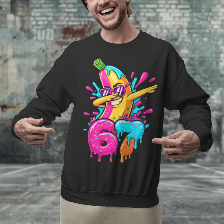 67 Baseball Dabbing Banana 6 7 Dripping Ice Cream Meme Unisex Sweatshirt