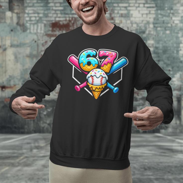 67 Ice Cream Drip Baseball Meme Six Seven Gen Alpha Slang Unisex Sweatshirt