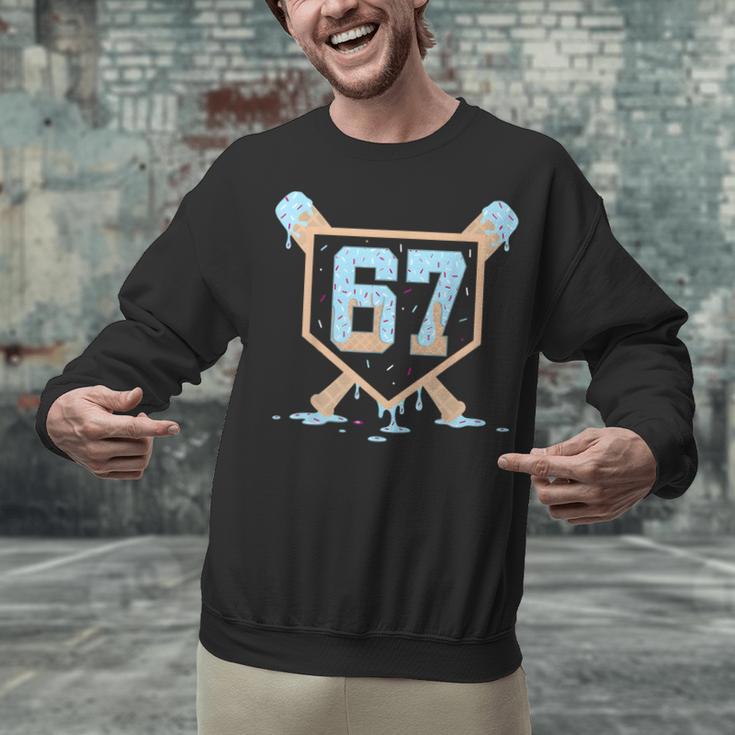 67 Ice Cream Drip Baseball Meme Six Seven Gen Alpha Unisex Sweatshirt 67 Ice Cream Drip Baseball Meme Six Seven Gen Alpha Unisex Sweatshirt