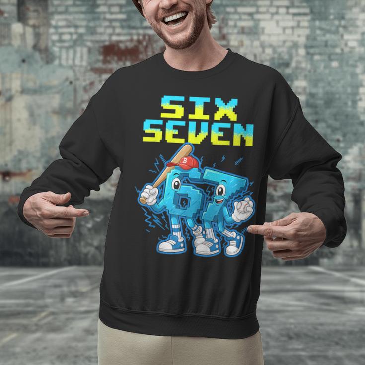 67 Six Seven 6-7 Italian Brainrot Kids Baseball Meme Unisex Sweatshirt