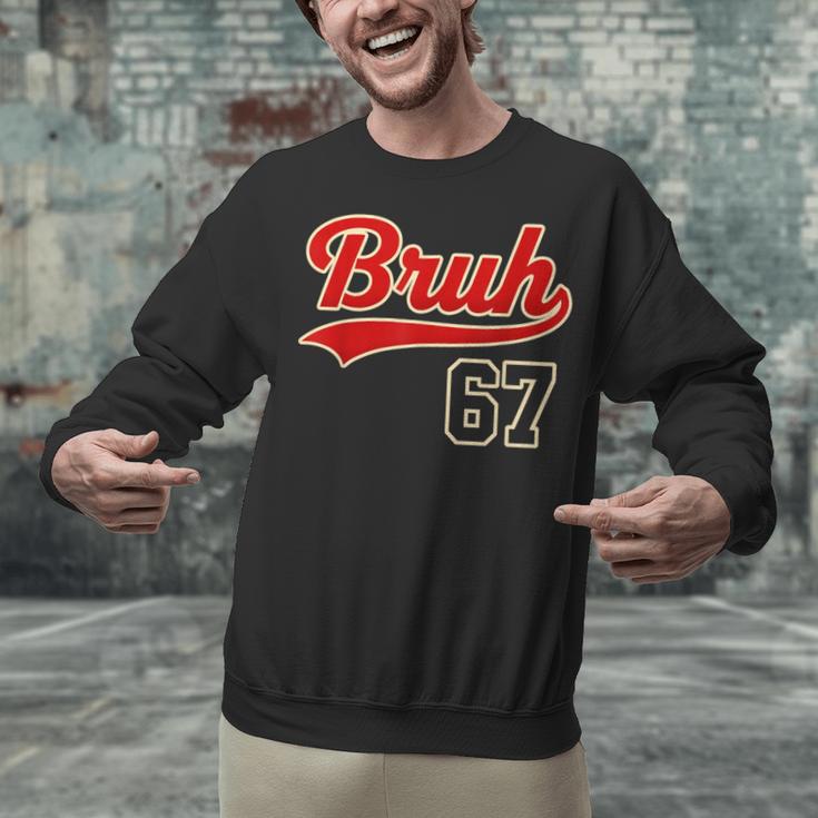 67 Six Seven Bruh Meme Baseball Vintage Style Men Boys Unisex Sweatshirt