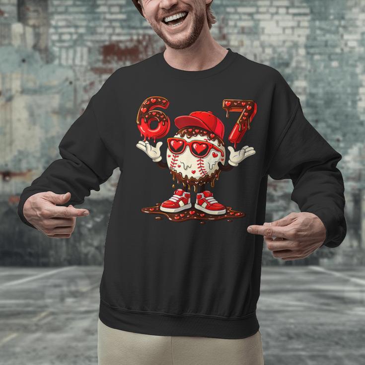 67 Valentine Day Baseball Chocolate Ice Cream Drip Unisex Sweatshirt