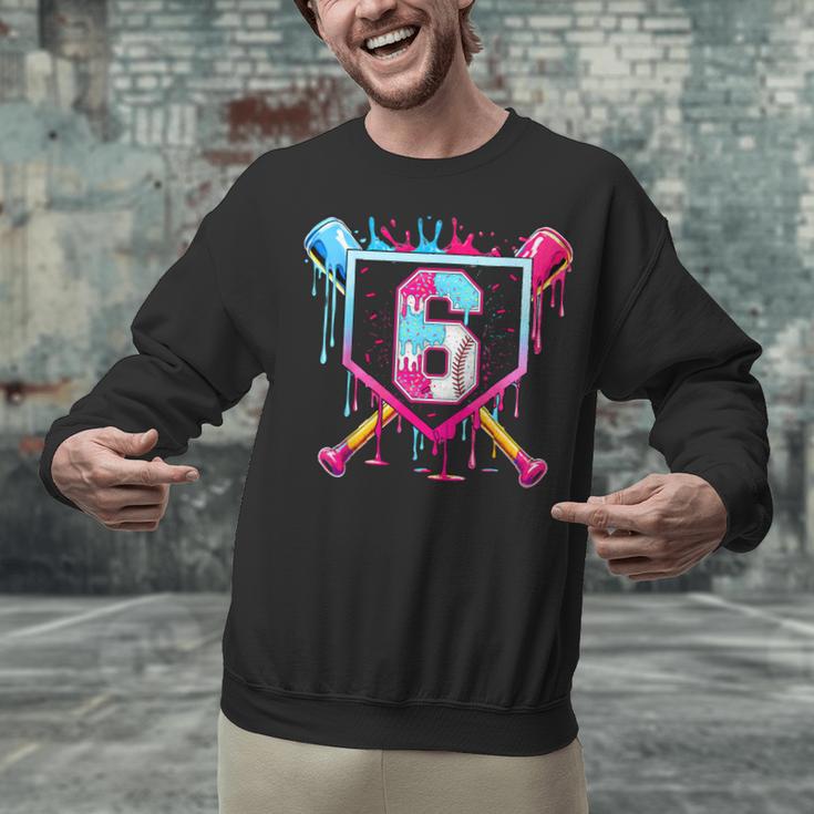 6th Birthday Boys Baseball Ice Cream Drip Boys Baseball Unisex Sweatshirt