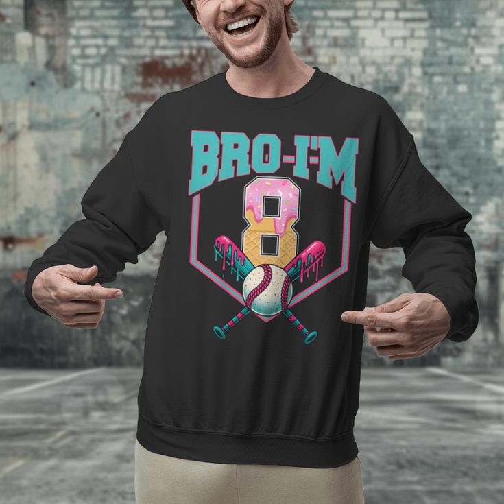 8th Birthday Boy Bro I'm 8 Years Old Baseball Theme Unisex Sweatshirt
