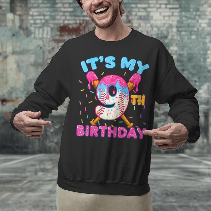 9th Birthday Baseball 9 Year Old Ice Cream Drip Boy Baseball Unisex Sweatshirt
