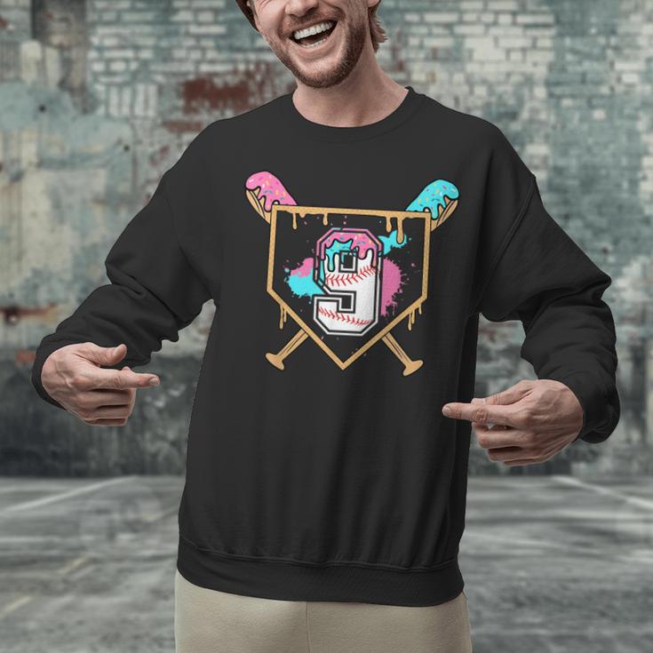 9th Birthday Baseball Bat Ice-Cream Drip 9yrs Old Boys Girls Unisex Sweatshirt 9th Birthday Baseball Bat Ice-Cream Drip 9yrs Old Boys Girls Unisex Sweatshirt
