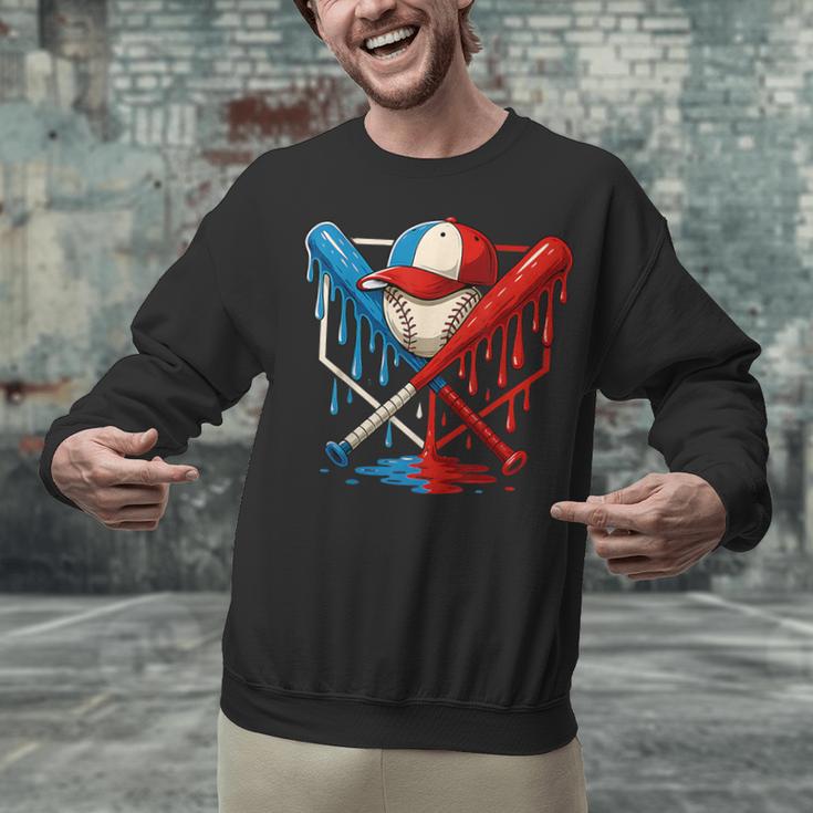 American Baseball Drip Graffiti Ball And Bat Unisex Sweatshirt