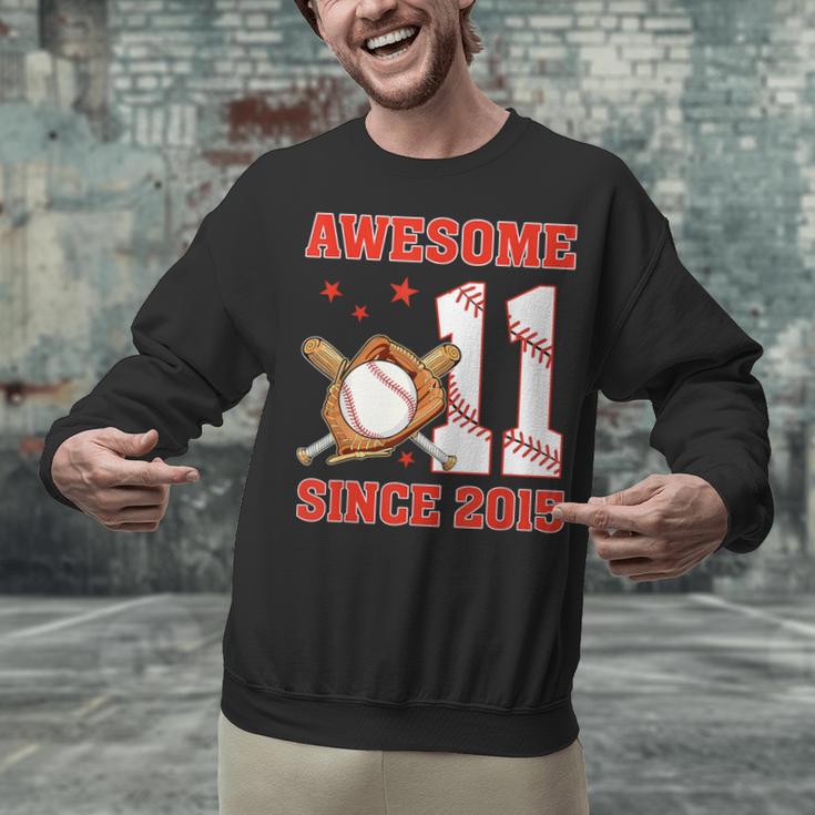 Awesome Since 2015 11 Year Old Boys Bday Baseball Theme Unisex Sweatshirt
