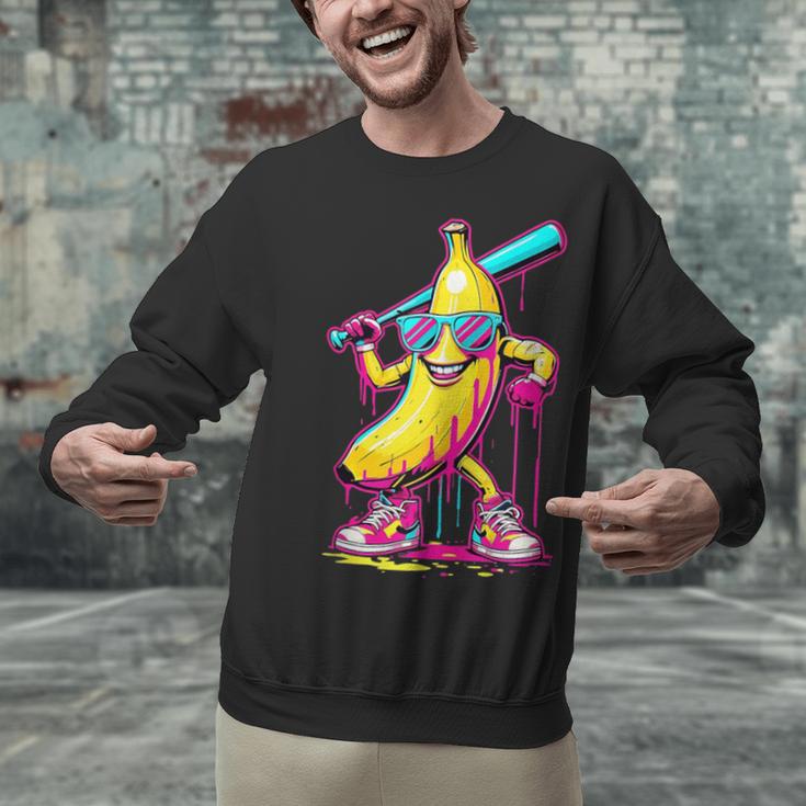 Banana With Baseball Bat Street Baseball Drip Unisex Sweatshirt
