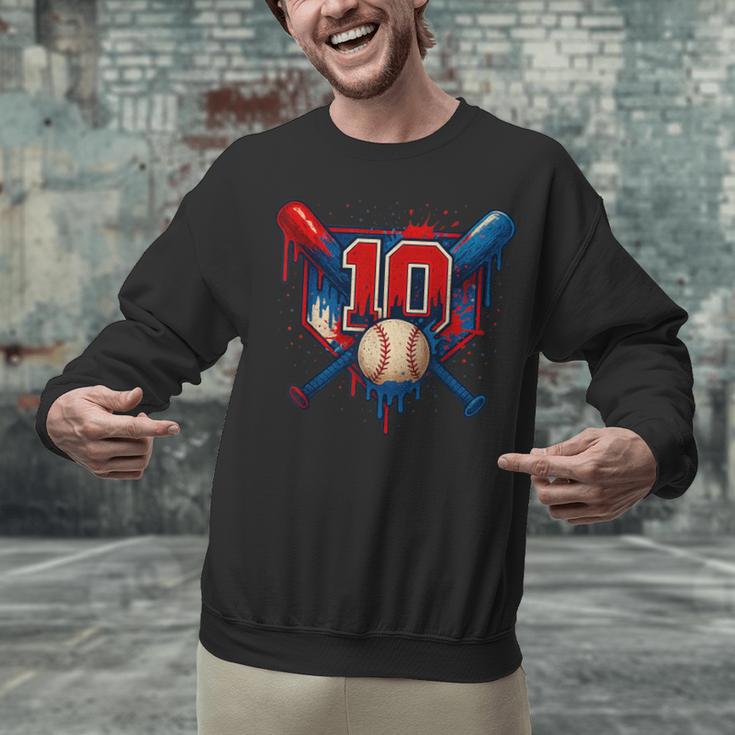 Baseball 10 Year Old Splash Drip 10th Birthday Boy Number 10 Unisex Sweatshirt Baseball 10 Year Old Splash Drip 10th Birthday Boy Number 10 Unisex Sweatshirt