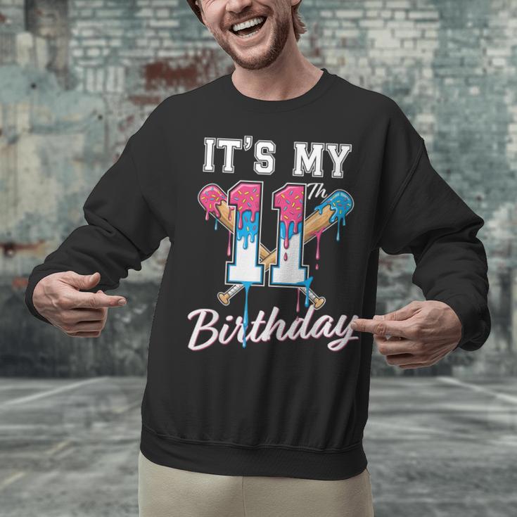 Baseball 11 Year Old Ice Cream Drip 11th Birthday Boys Unisex Sweatshirt