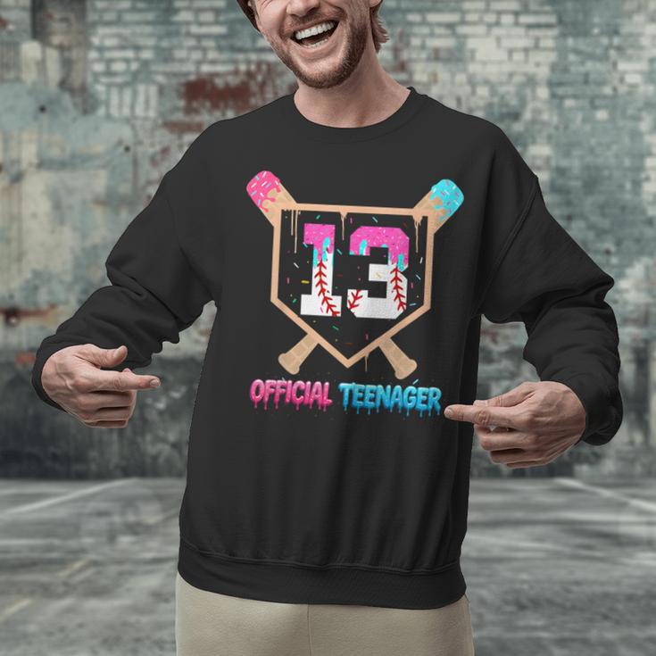 Baseball 13 Year Ice Cream Drip 13th Bday Official Teenager Unisex Sweatshirt