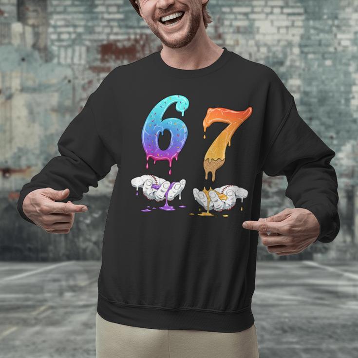 Baseball 67 Ice Cream Drip Six Seven Boys Meme Unisex Sweatshirt