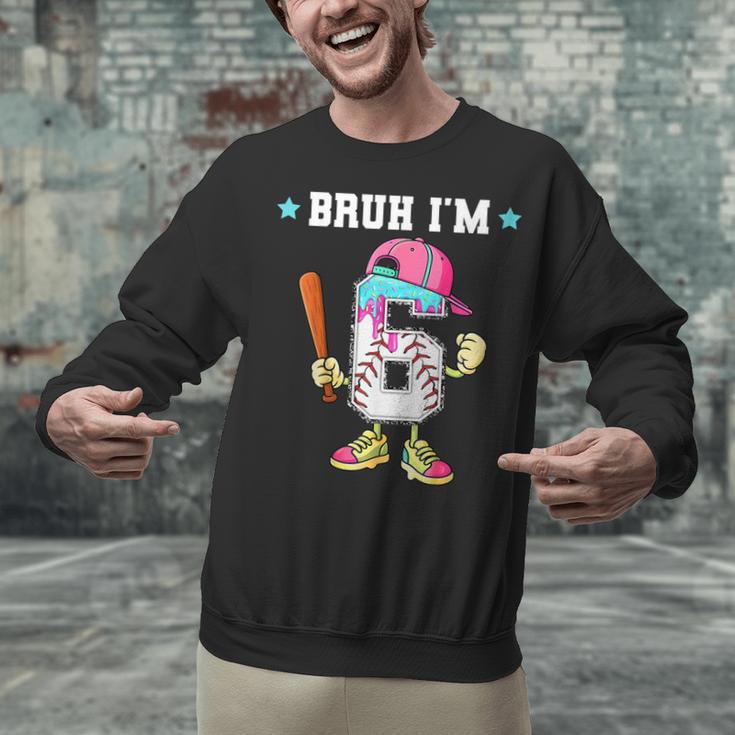 Baseball 6th Birthday Boy Ice Cream Drip Bruh I'm 6 Year Old Unisex Sweatshirt Baseball 6th Birthday Boy Ice Cream Drip Bruh I'm 6 Year Old Unisex Sweatshirt
