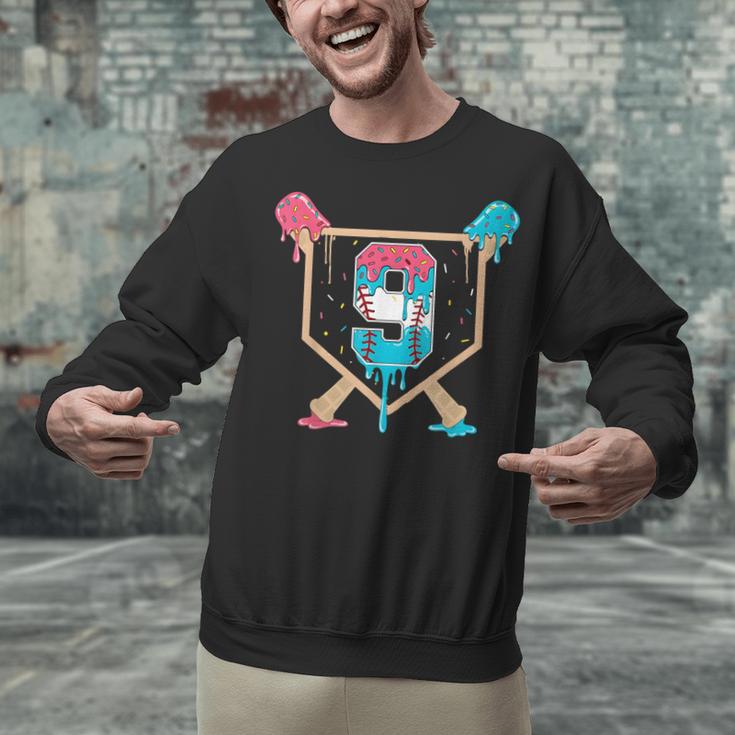 Baseball 9 Year Old Ice Cream Drip 9th Birthday Boys Player Unisex Sweatshirt