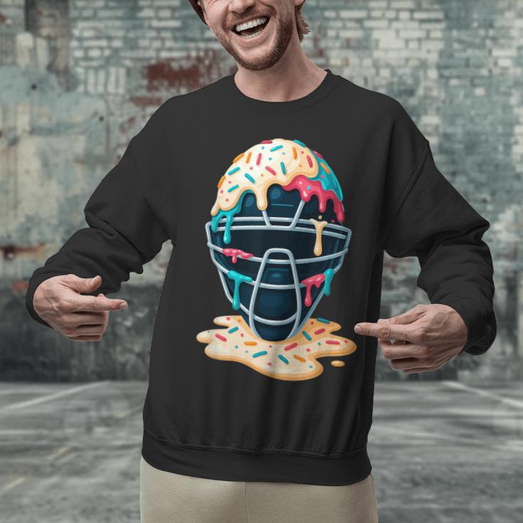 Baseball Catcher Mask Ice Cream Dripping Baseball Boy Youth Unisex Sweatshirt Baseball Catcher Mask Ice Cream Dripping Baseball Boy Youth Unisex Sweatshirt
